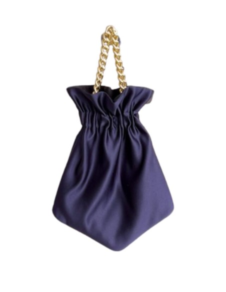 Bolso de fiesta bombonera lisa con cadena corta dorada trenzada