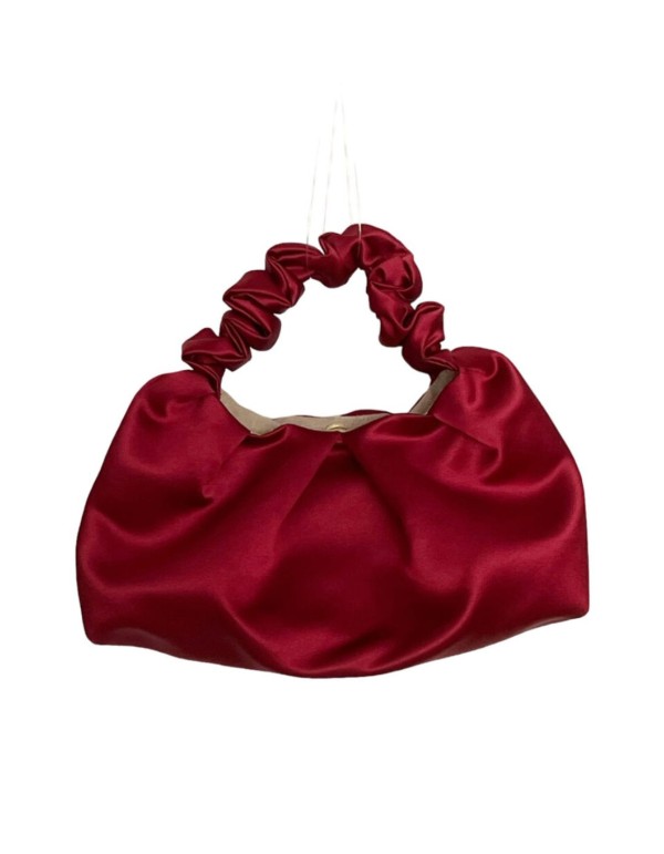 Bolso de fiesta de mano arrugado en raso satinado