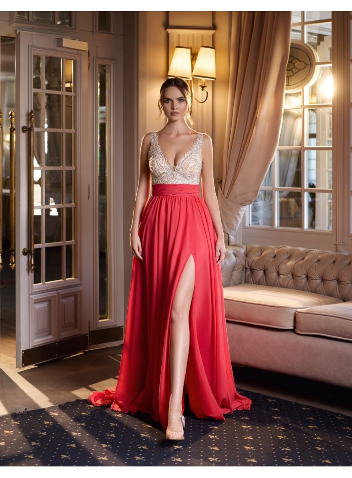 Vestido de fiesta largo con falda de gasa,...