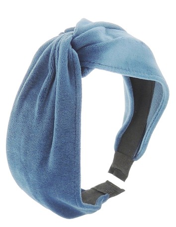 Blue velvet knotted headband