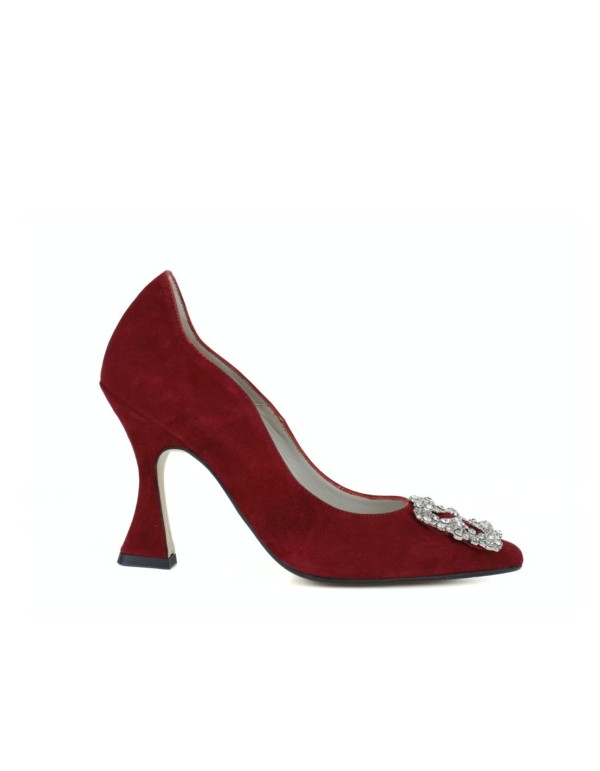 Zapatos de tacón de ante con broche brillante 2