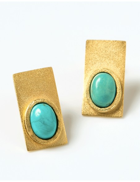 Rectangular earrings with coloured stones blue Rectangular earrings with coloured stones blue