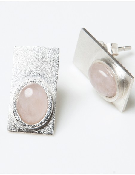 Rectangular earrings with coloured stones pink Rectangular earrings with coloured stones pink