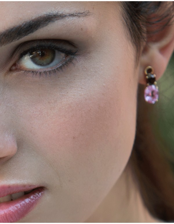 Gold earrings with ruby and garnet gems 2