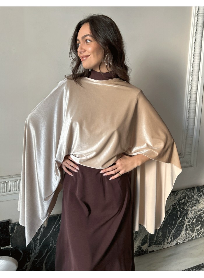 Multiposition fine velvet cape