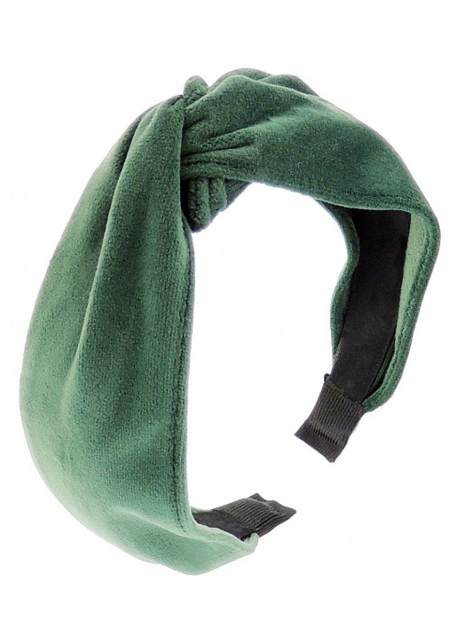 Green velvet knotted headband