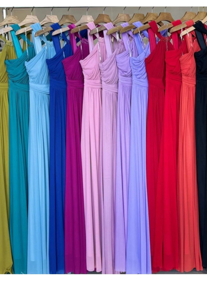 Evening Dress with Halter Neckline and...