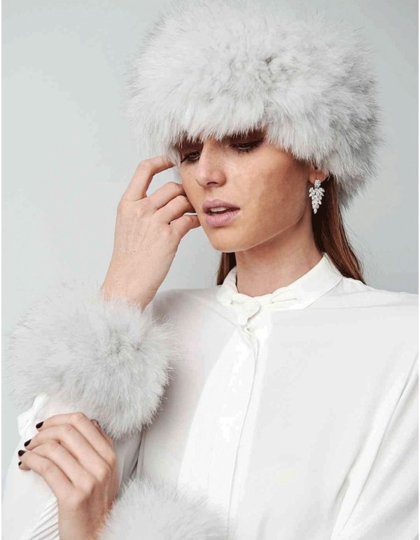 Collier et poignets multipositions en renard naturel