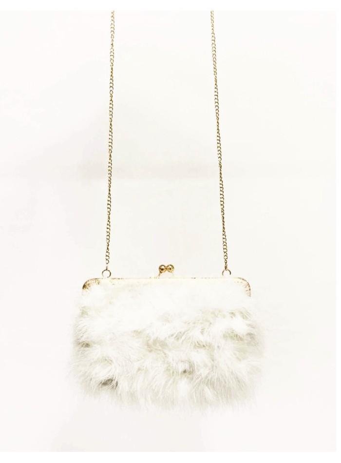 Hand bag with ostrich feathers