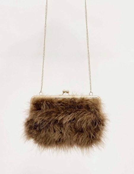 Bolso de mano con plumas de avestruz