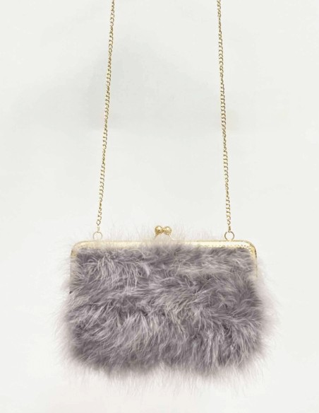Hand bag with ostrich feathers
