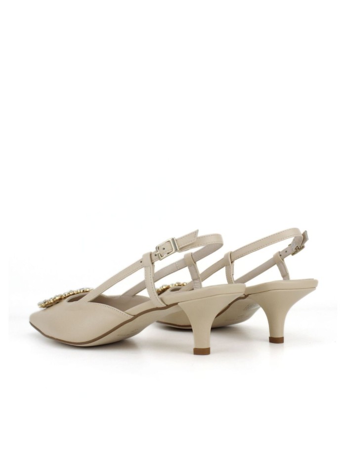 Zapato destalonado de tacón en ante beige con...