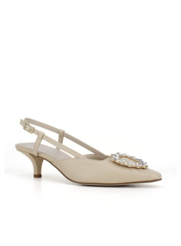 Zapato destalonado de tacón en ante beige con...