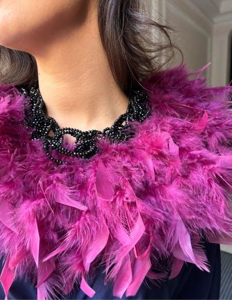 Collar de plumas naturales de marabú