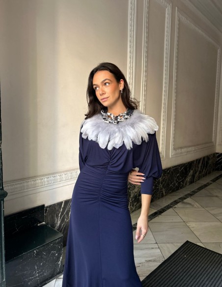 Feather collar dress hotsell