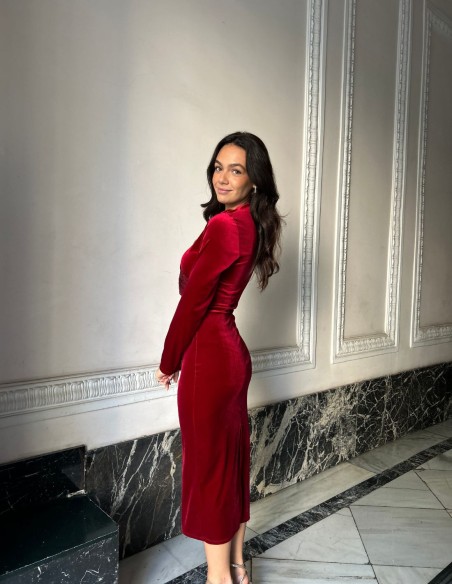 Vestido midi de fiesta en terciopelo y lentejuelas