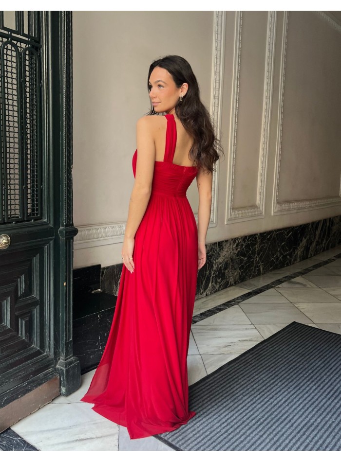 Robe de soirée longue avec encolure licou et...