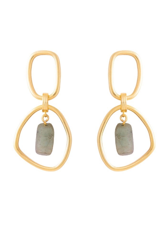 Gold earrings with aquamarine stone