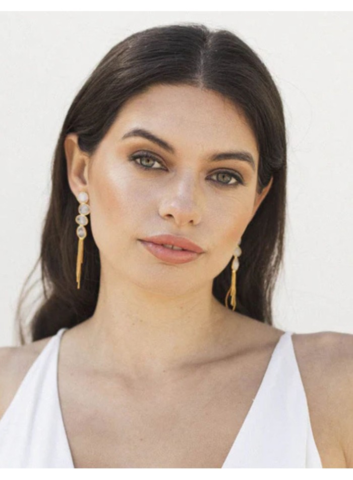 Longues boucles d'oreilles plaquées or avec...