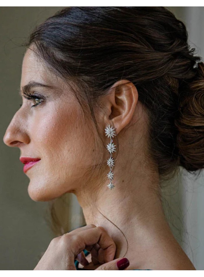 Long party earrings with five stars