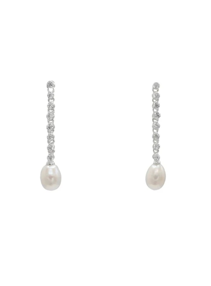 Long earrings with crystals and pearl