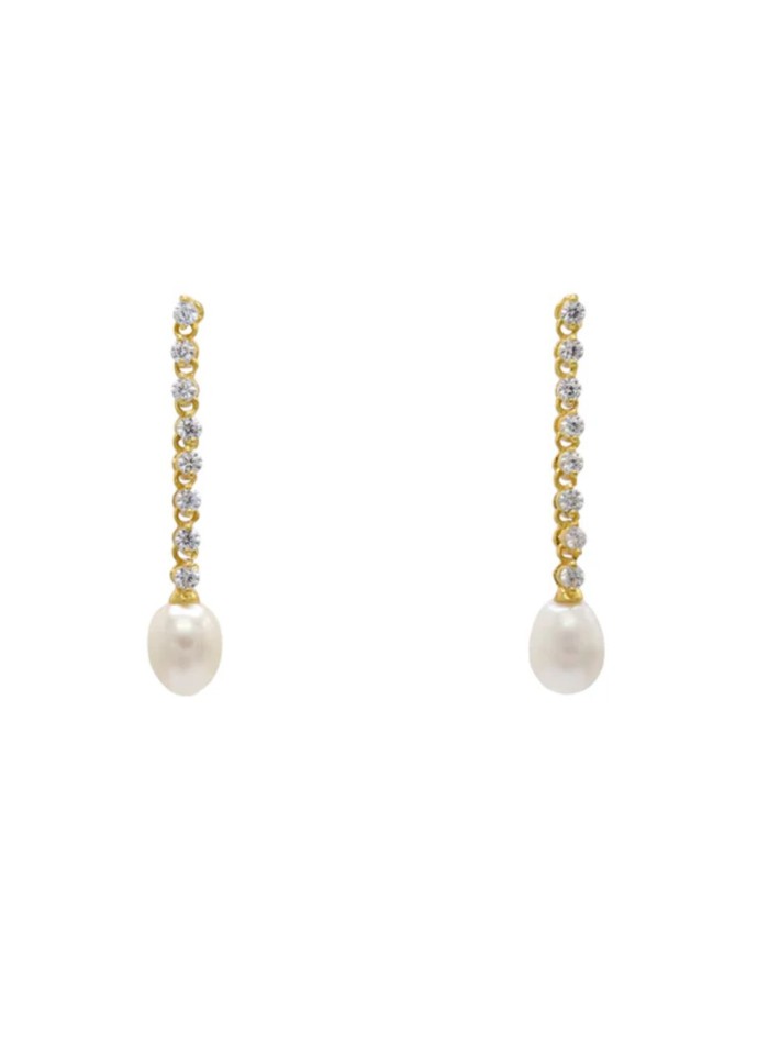 Long earrings with crystals and pearl