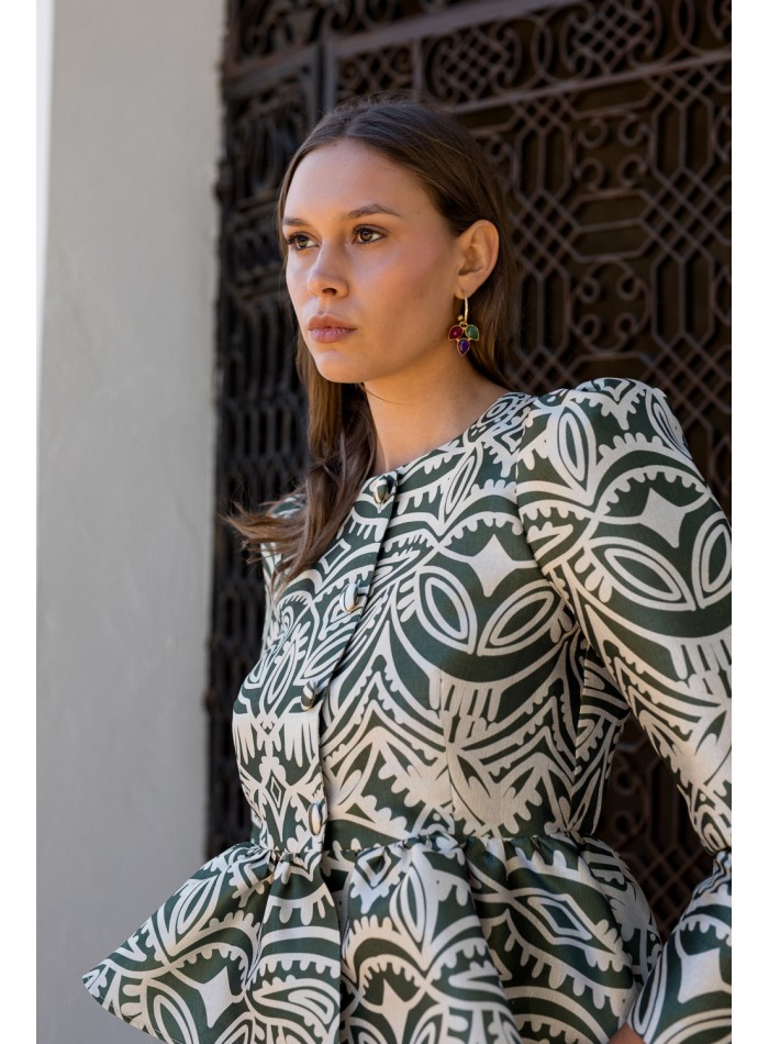 Blusa de fiesta con volante peplum y mangas...