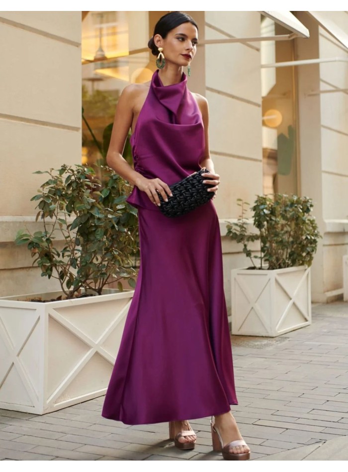 copy of Top d'invité à col licou en satin vert