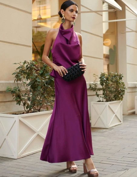 copy of Top d'invité à col licou en satin vert