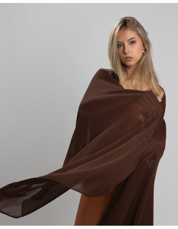Echarpe en mousseline de soie brun chocolat 2