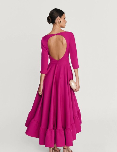 Robe de soirée midi avec dos ouvert - Invitada Perfecta