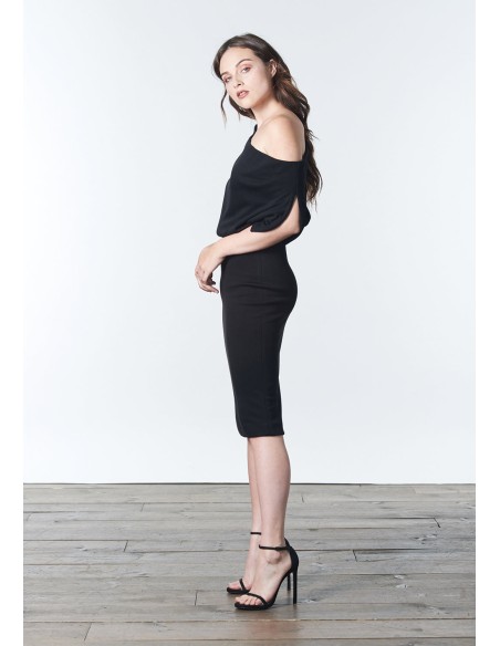 Vestido cóctel de punto con escote bandeau multiposición