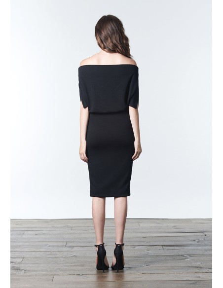 Robe de cocktail en maille avec encolure bandeau multi-positions