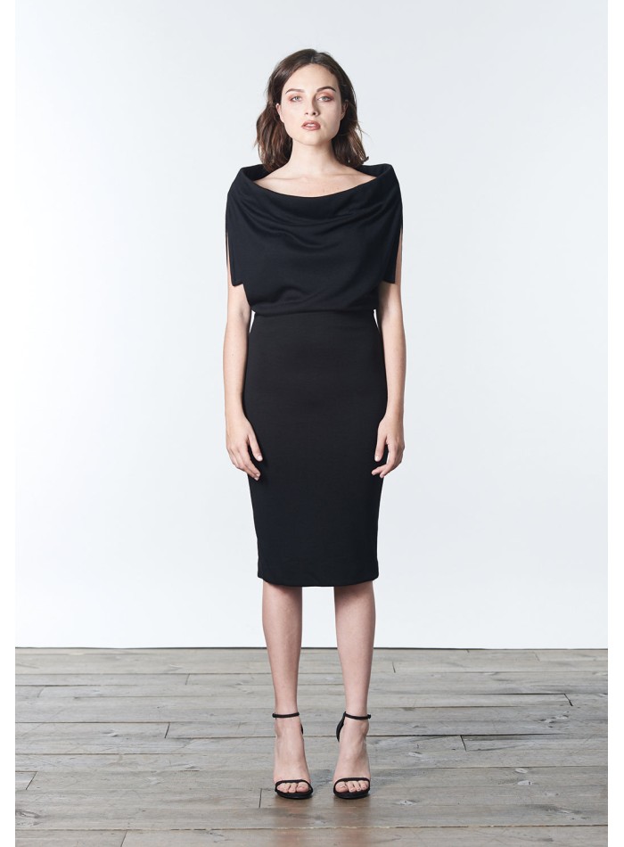 Knitted cocktail dress with multi-position...