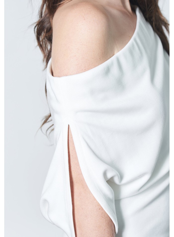 Robe de cocktail en maille blanche avec...