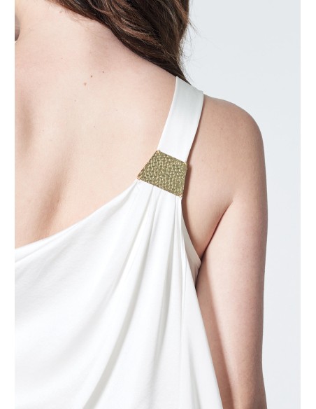 Vestido largo de satén con escote asimétrico Vestido largo de satén con escote asimétrico