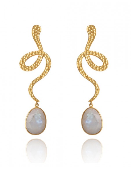 Long party earrings with white natural stone - thar LAVANI - 1