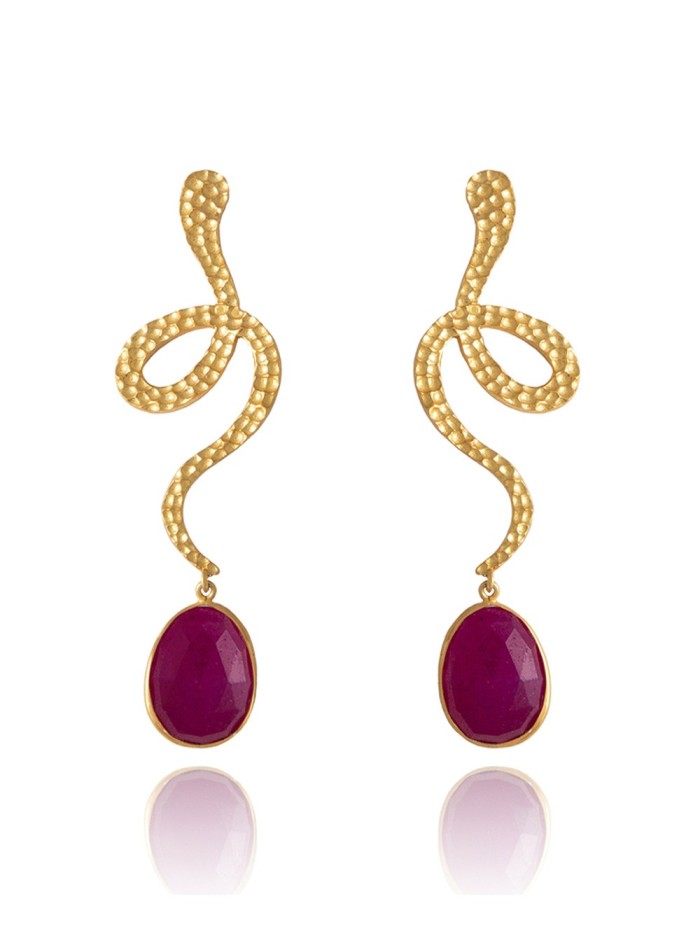 Maxi earrings with ruby stone- thar LAVANI - 1