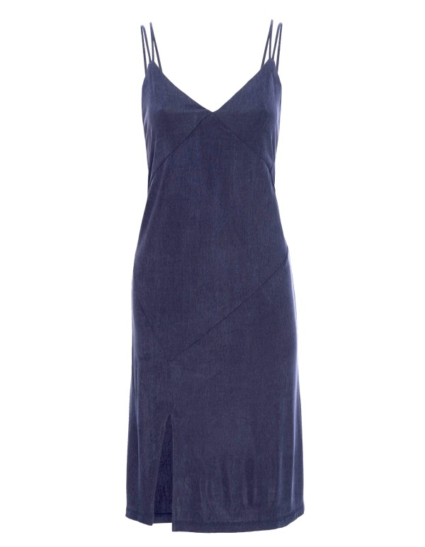 Robe midi avec doubles bretelles et fente latérale 2