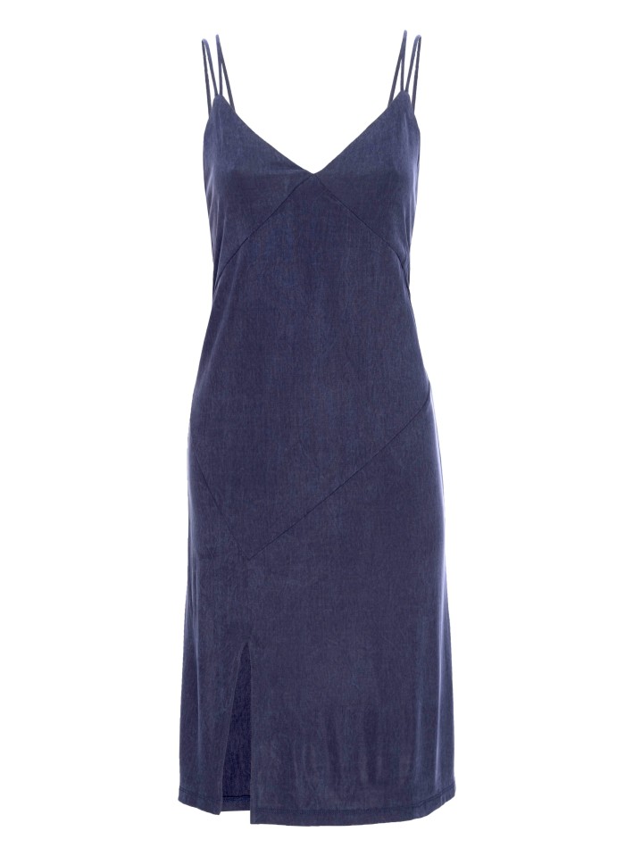 Vestido midi con tirante doble y abertura lateral