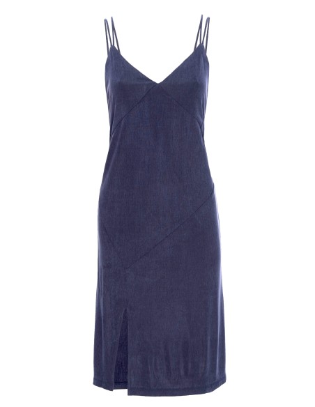 Midi dress with double straps and side slit