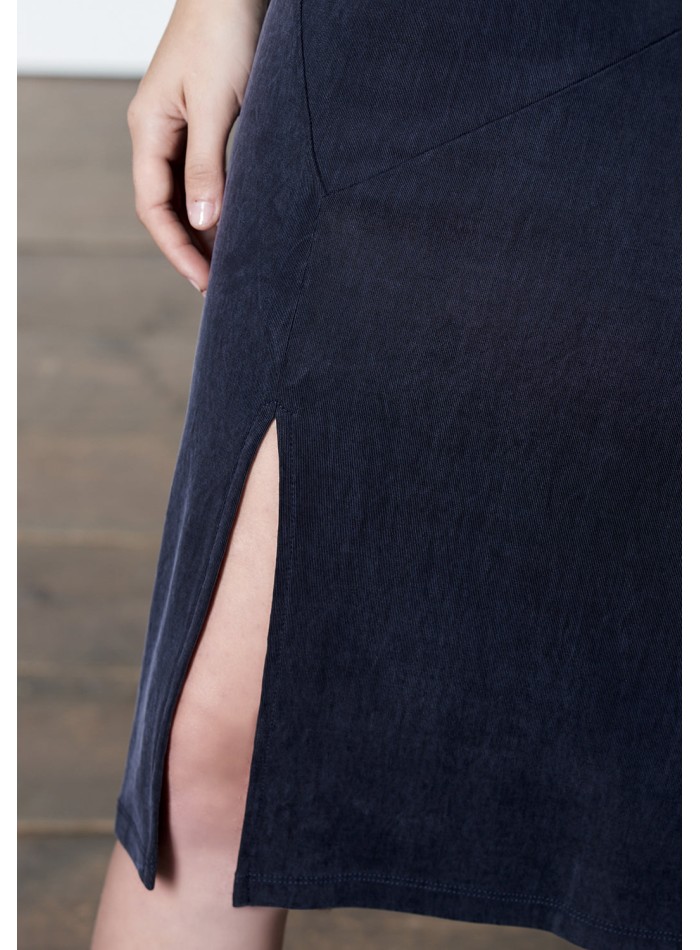 Midi dress with double straps and side slit