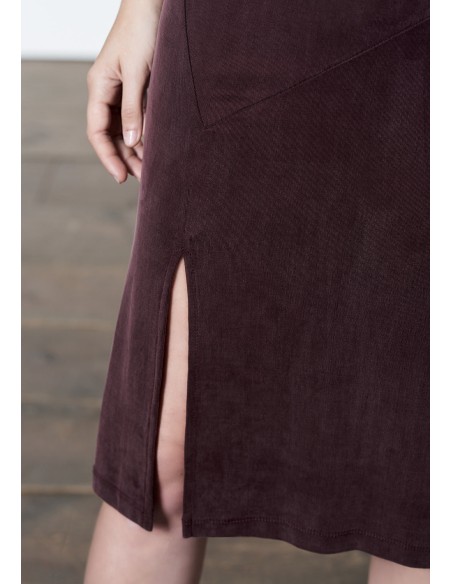 Mauve midi dress with double straps and side slit