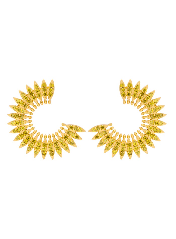 Gold plated circular earrings with zirconias