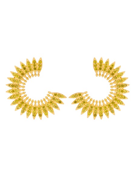 Gold plated circular earrings with zirconias