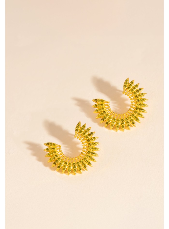 Gold plated circular earrings with zirconias