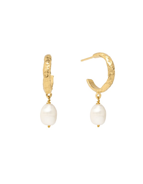 Gold plated earrings with pearl pendants