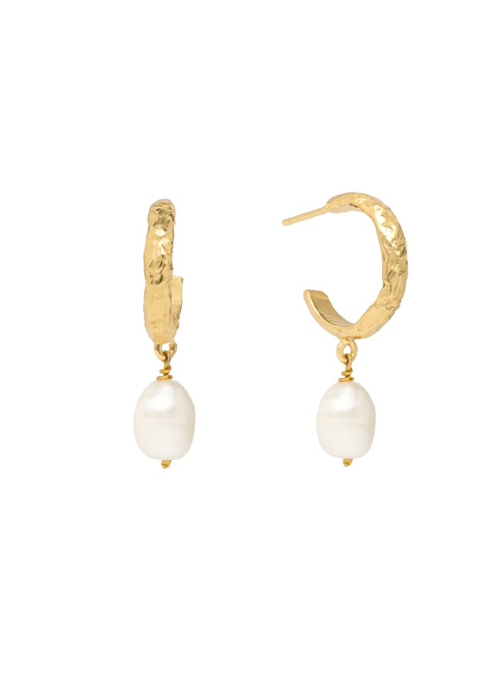 Boucles d'oreilles plaquées or avec pendentifs en perles