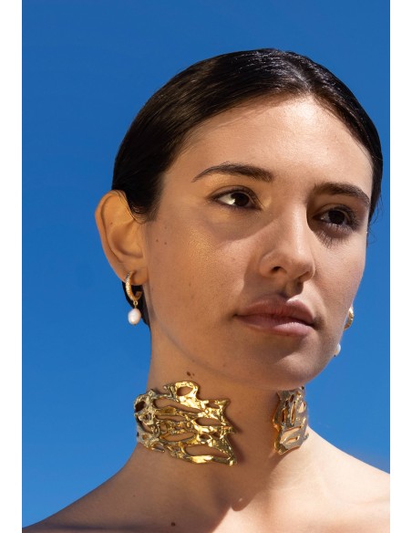 Gold plated earrings with pearl pendants
