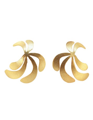 Golden palm-shaped party earrings Acus complementos - 1